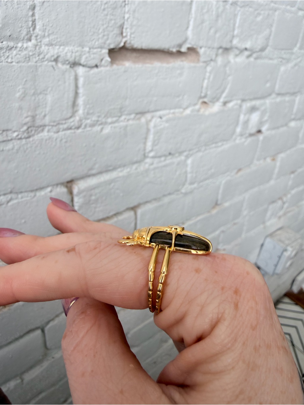 Gold Beetle Labradorite Ring — image 6 of 6